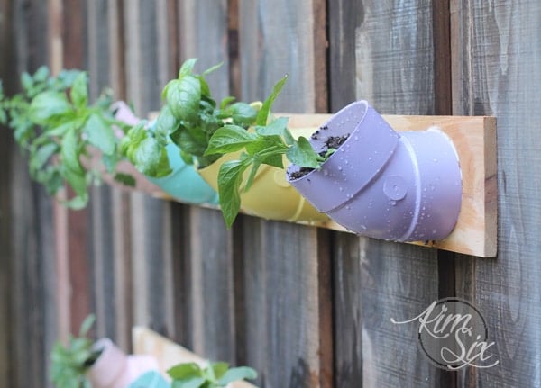 mini pvc planters on a fence