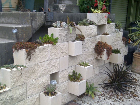 vertical garden cinder block project