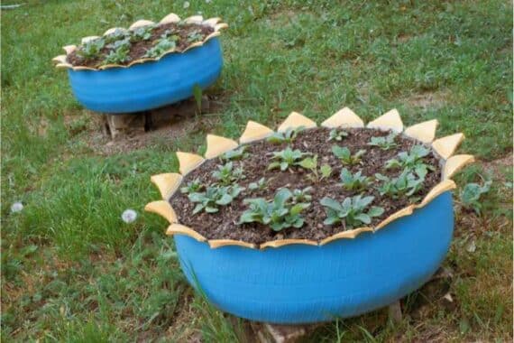 up cycled raised garden beds using old tires