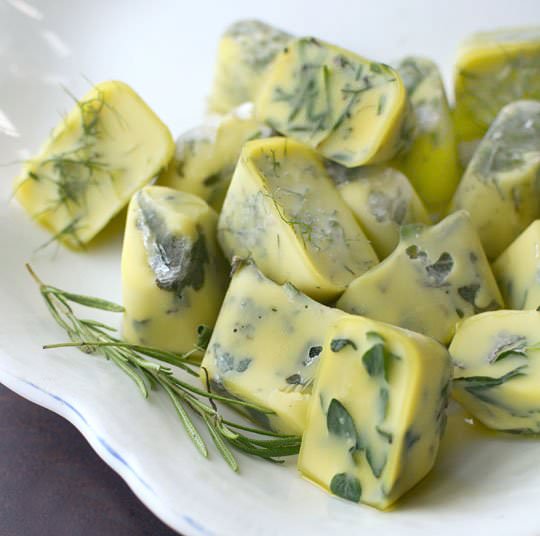 Herbs in oil cubes