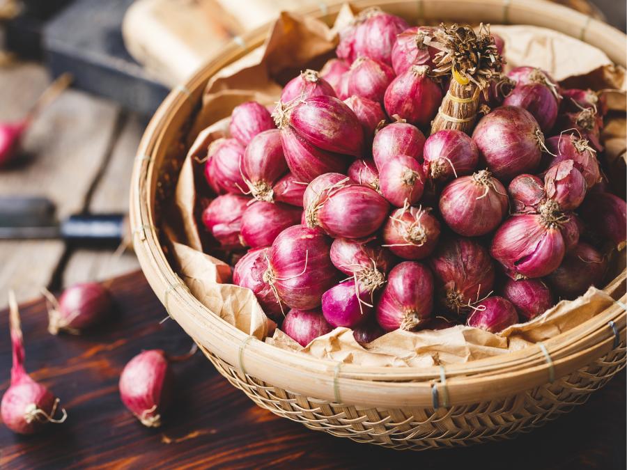 shallots in a basket