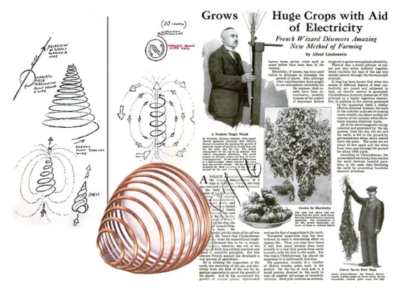 historical paper showing electroculture system